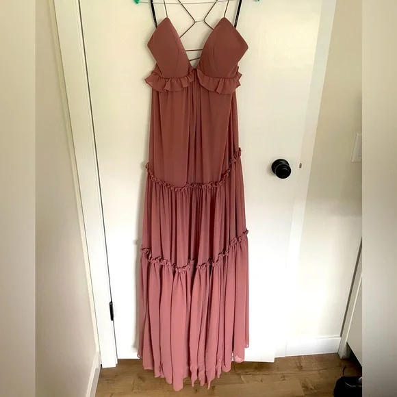 Rose Pink Ruffle Formal Dress - Picture 2 of 7